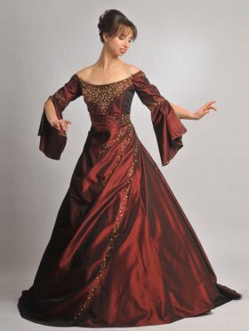 Bordeaux Farbe Brautkleid Modell Elorie