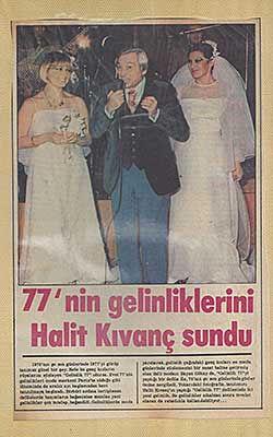 Ein Bild von einem zeitungbericht mit dem berühmten Moderator Halit Kivanc