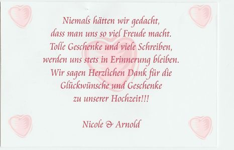 Liebes Dankesbrief von Nicole und Arnold