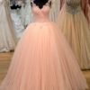 Farbige Brautkleid in Lachs Spitze Modell Celiné