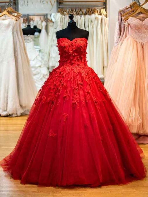 Brautkleid Rot A-Linie- Modell Asena