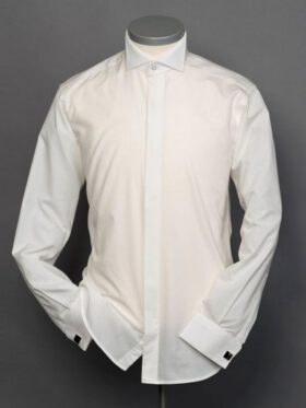 Smokinghemd Stehkragen Elfenbein No. 01