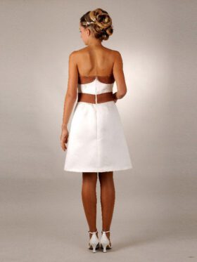 Standesamtkleid kurz A-Linie Creme Satin Modell Donna