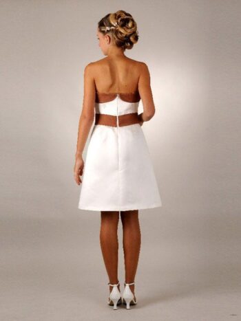 Standesamtkleid kurz A-Linie Creme Satin Modell Donna