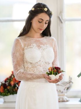 Standesamtkleid Creme Lang Spitze Modell Angélique