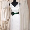 Standesamtkleid kurz v-schnitt mit grüne Blume Modell Marion