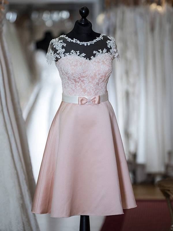 Standesamtkleid Kurz Rosa Spitze Modell Rosalie