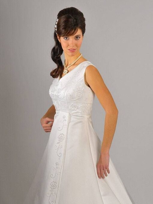 Brautkleider Creme Satin schlicht A-Linie Modell Emelda - Image 2