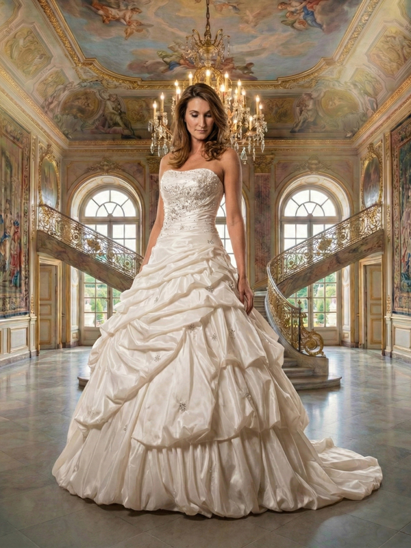 Brautkleider A-Linie Elfenbein Taft Modell Ivana