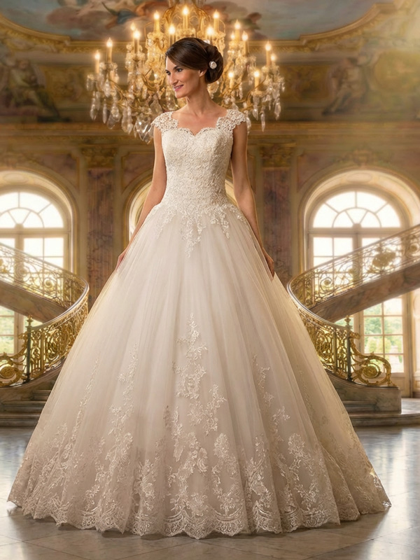 Brautkleid Modell Valerie – PrinzessIn Style mit Tüll und Spitze