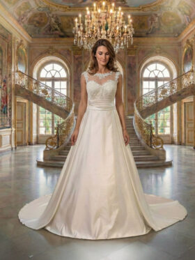Brautkleider A-Linie Creme Satin Model Rachel