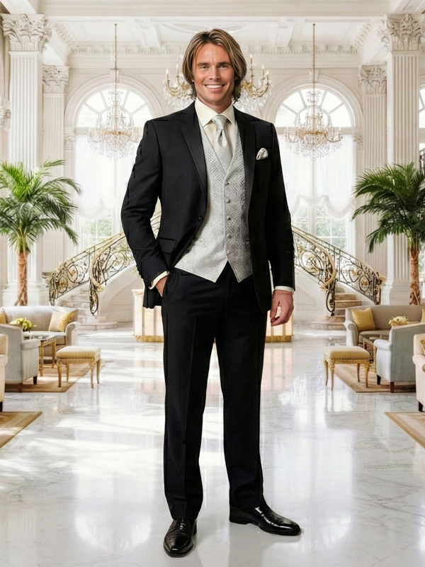 Hochzeitsanzug Schwarz Modell Delhi / 8-teilig