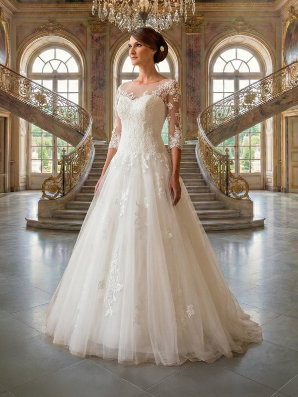 Brautkleider Elfenbein A-Linien Spitze Modell Mila
