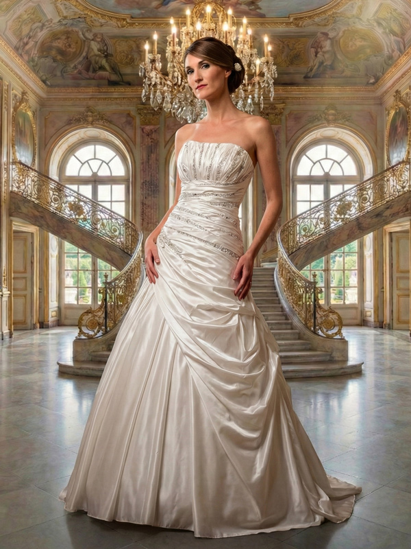 Brautkleider A-Linie Creme Taft Modell Nasra