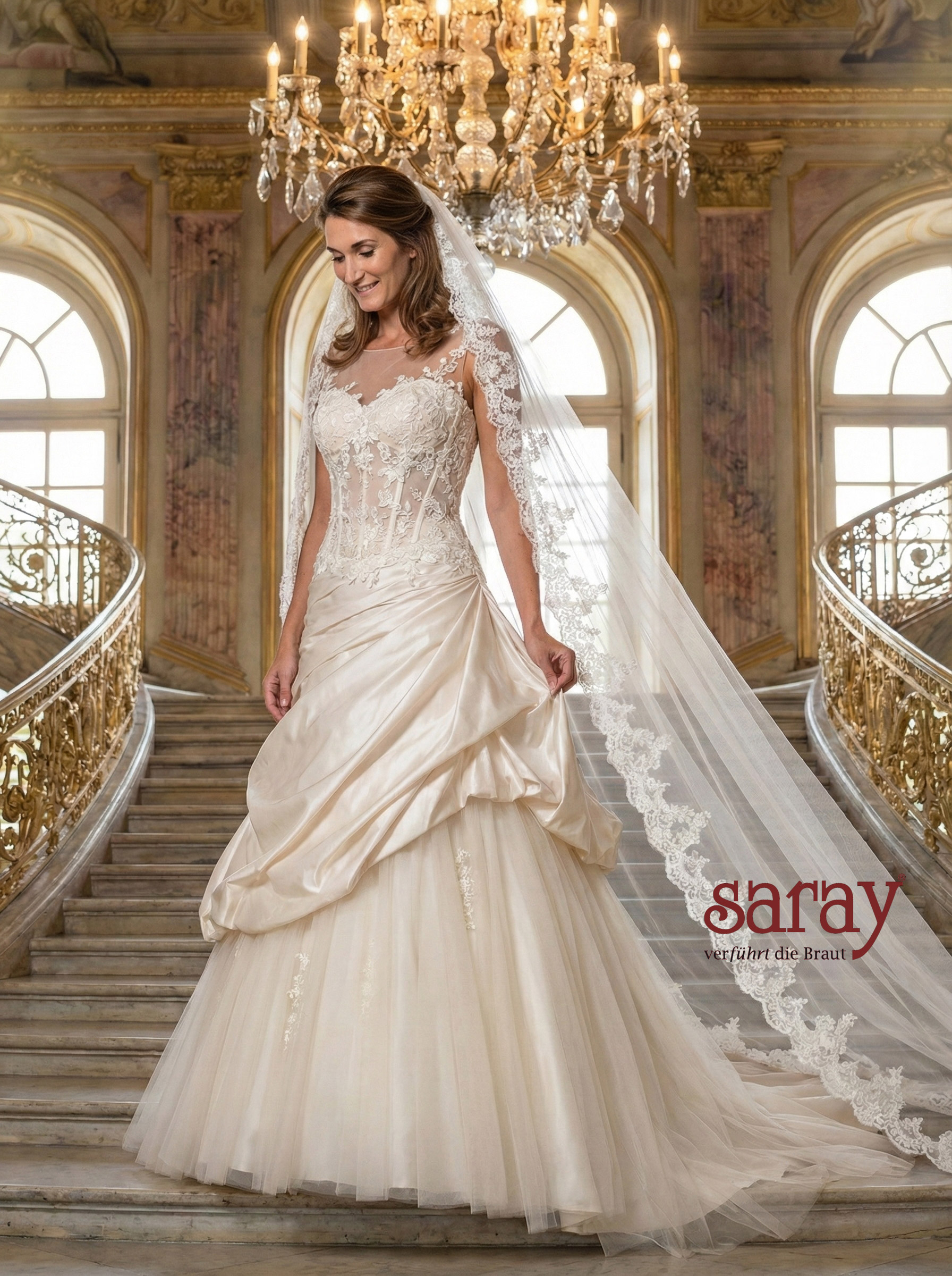 Brautkleider A-Linie  Elfenbein Taft, Modell Alexis